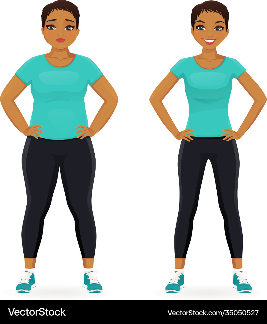 Before and after diet woman vector image