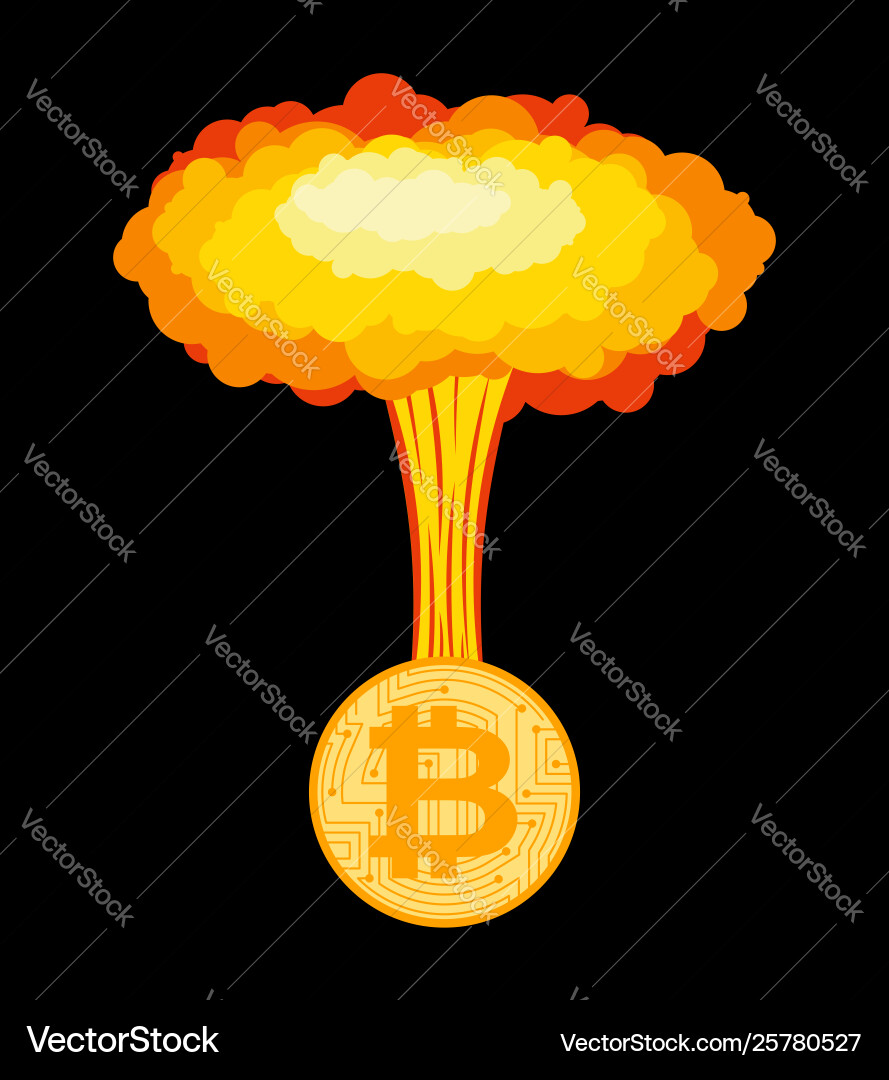 Bitcoin explosion big cloud crypto currency – Royalty-Free Vector |  VectorStock
