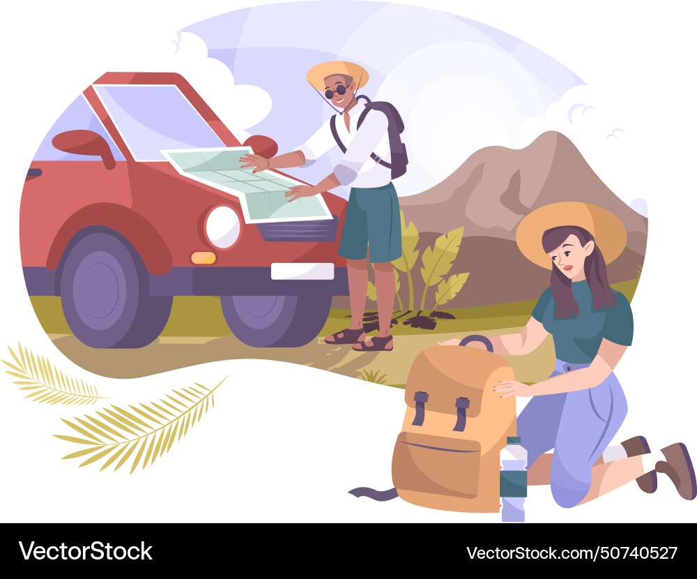 Camping flat composition Royalty Free Vector Image