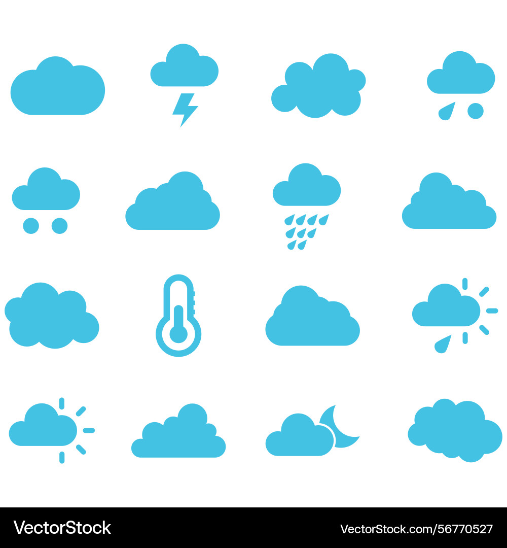 Clouds icons set of in different form Vector Image