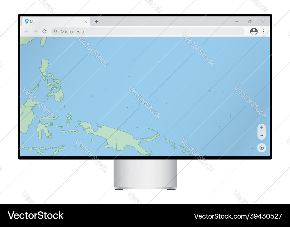Computer monitor with map of micronesia Computer monitor with map of micronesia Vector Image