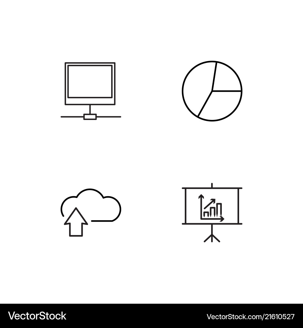 Data analytics linear icons set simple outline vector image