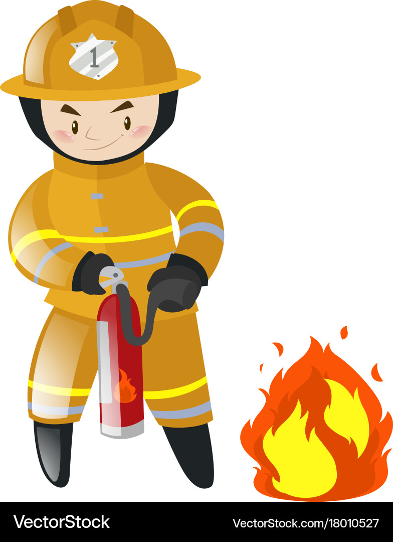 Fire fighter fighting with Royalty Free Vector Image