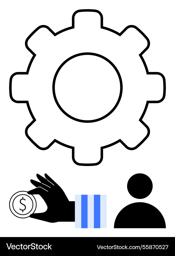 Gear representing process automation with hand Gear representing process automation with hand vector image