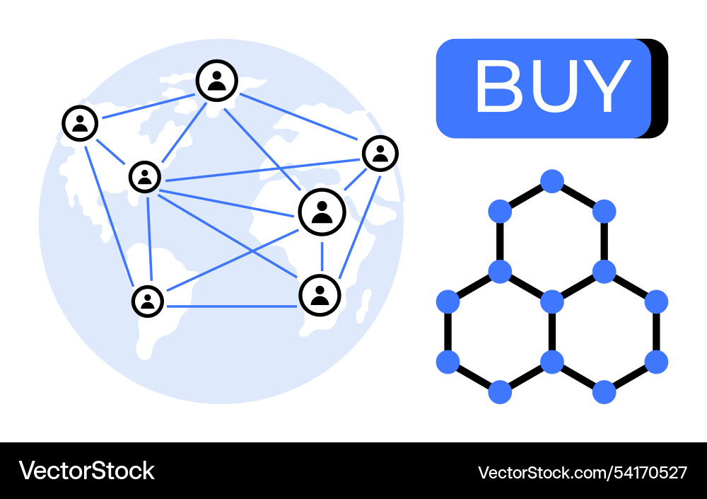 Global network connecting people with blockchain Global network connecting people with blockchain vector image