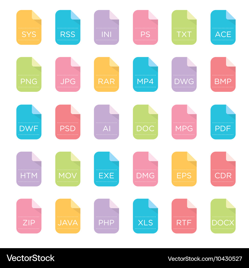 Icon set of file extensions vector image