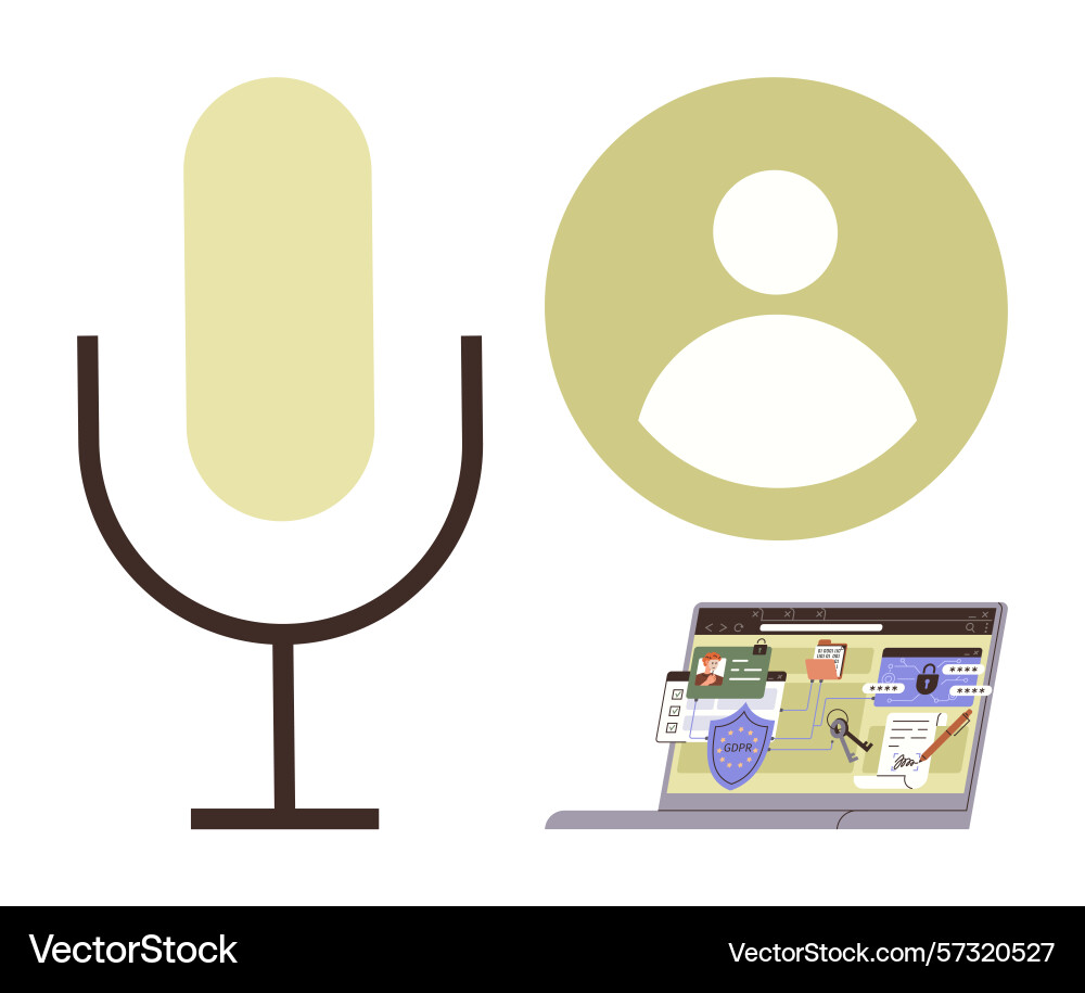 Microphone user icon and secure digital Vector Image