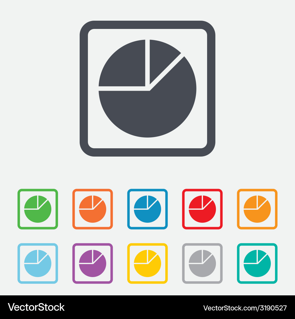 Pie chart graph sign icon diagram button vector image