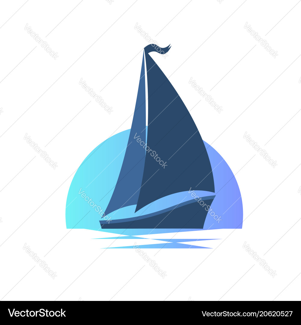 Sailing boat on the waves at sunset Sailing boat on the waves at sunset vector image