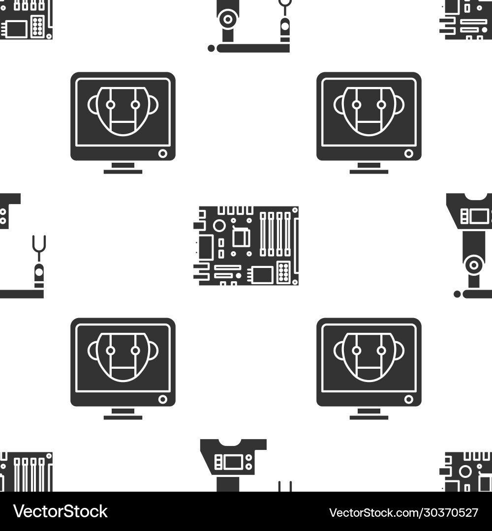Set assembly line electronic computer components Set assembly line electronic computer components vector image