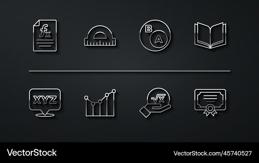 Set line function mathematical symbol open book Vector Image