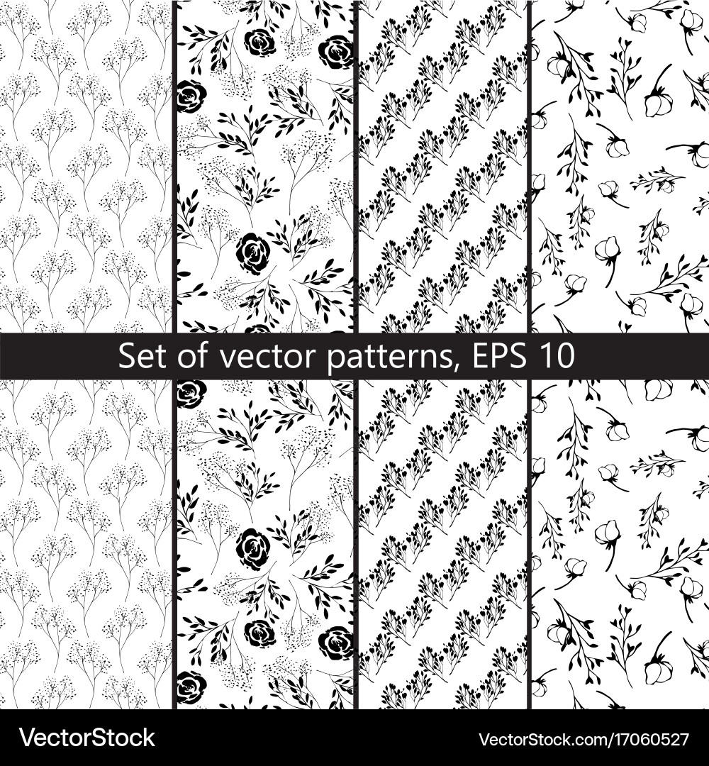 Set of patterns with floral design Vector Image