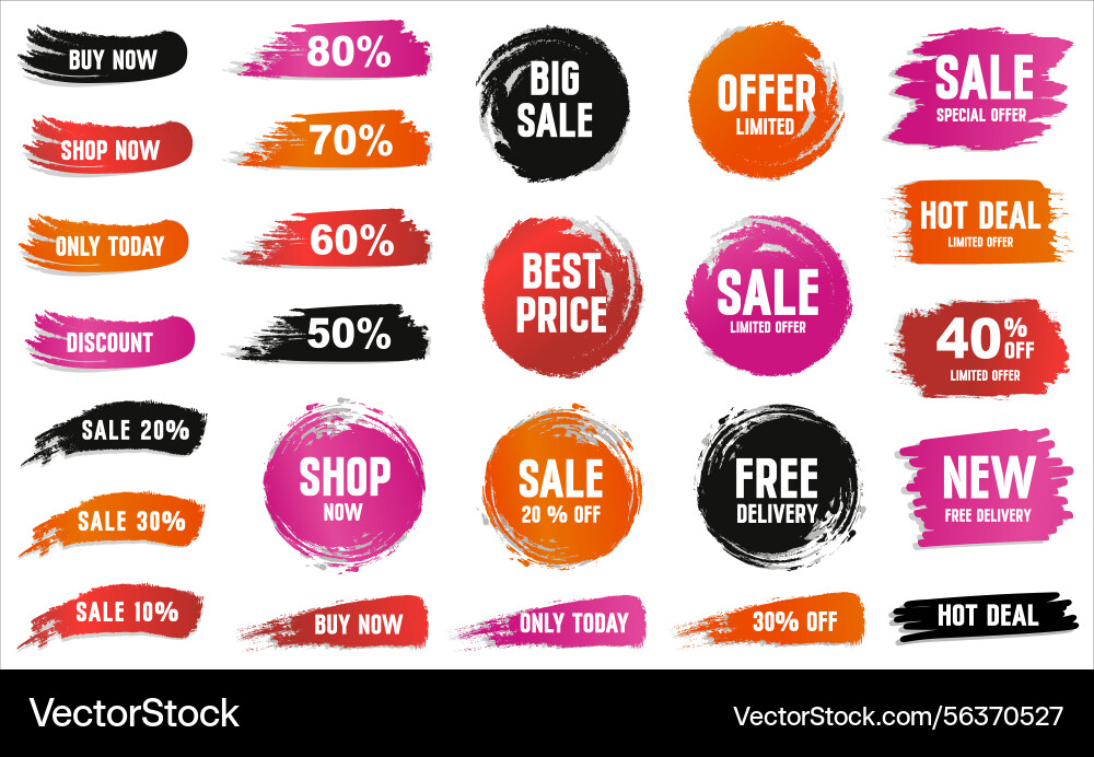 Set of sale elements with textures and text vector image