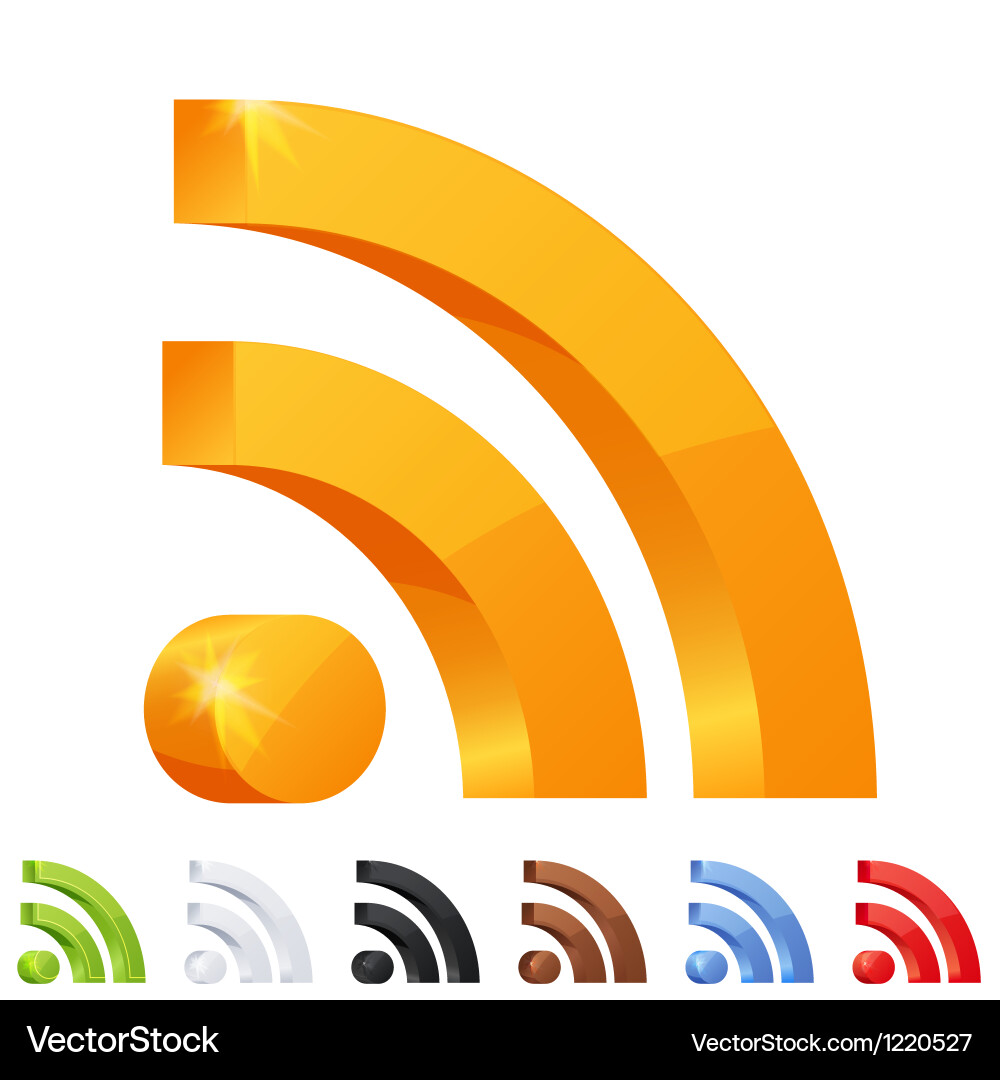 Seven RSS Icons - Colorful Feed Symbols Vector Image