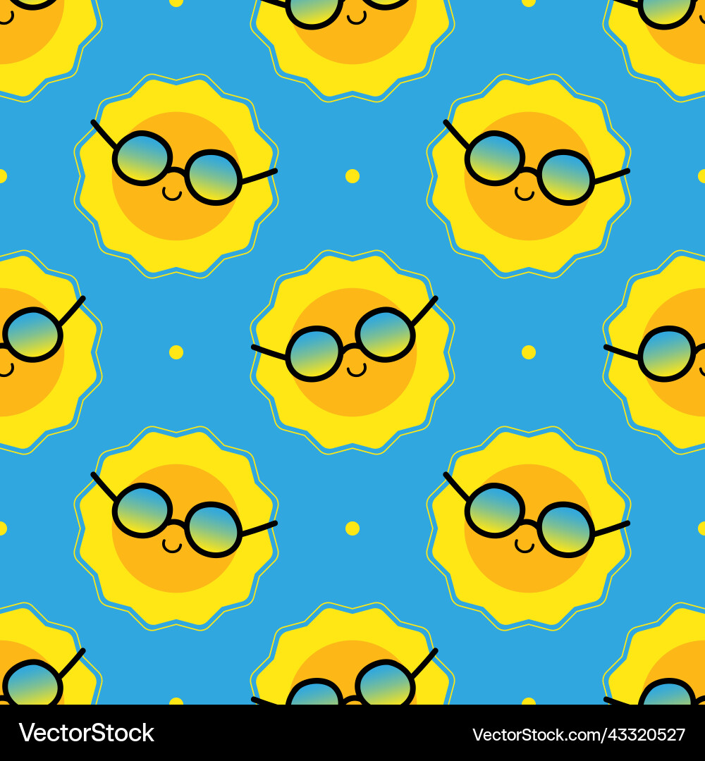 Sun characters in sunglasses pattern background Sun characters in sunglasses pattern background vector image
