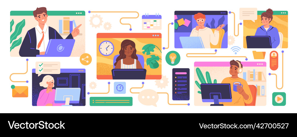 Team communication concept workflow organization Team communication concept workflow organization Vector Image