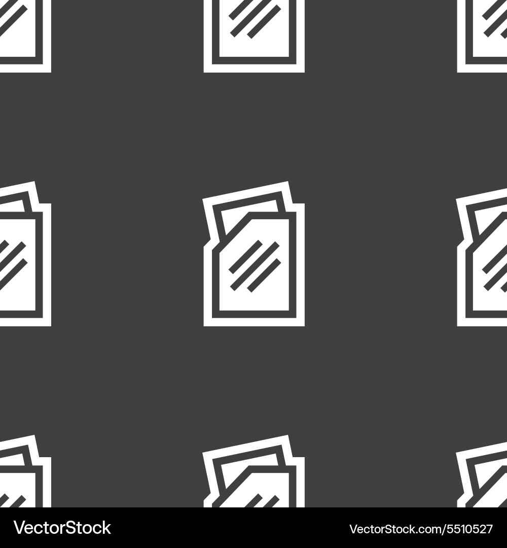 Text file icon sign seamless pattern on a gray vector image