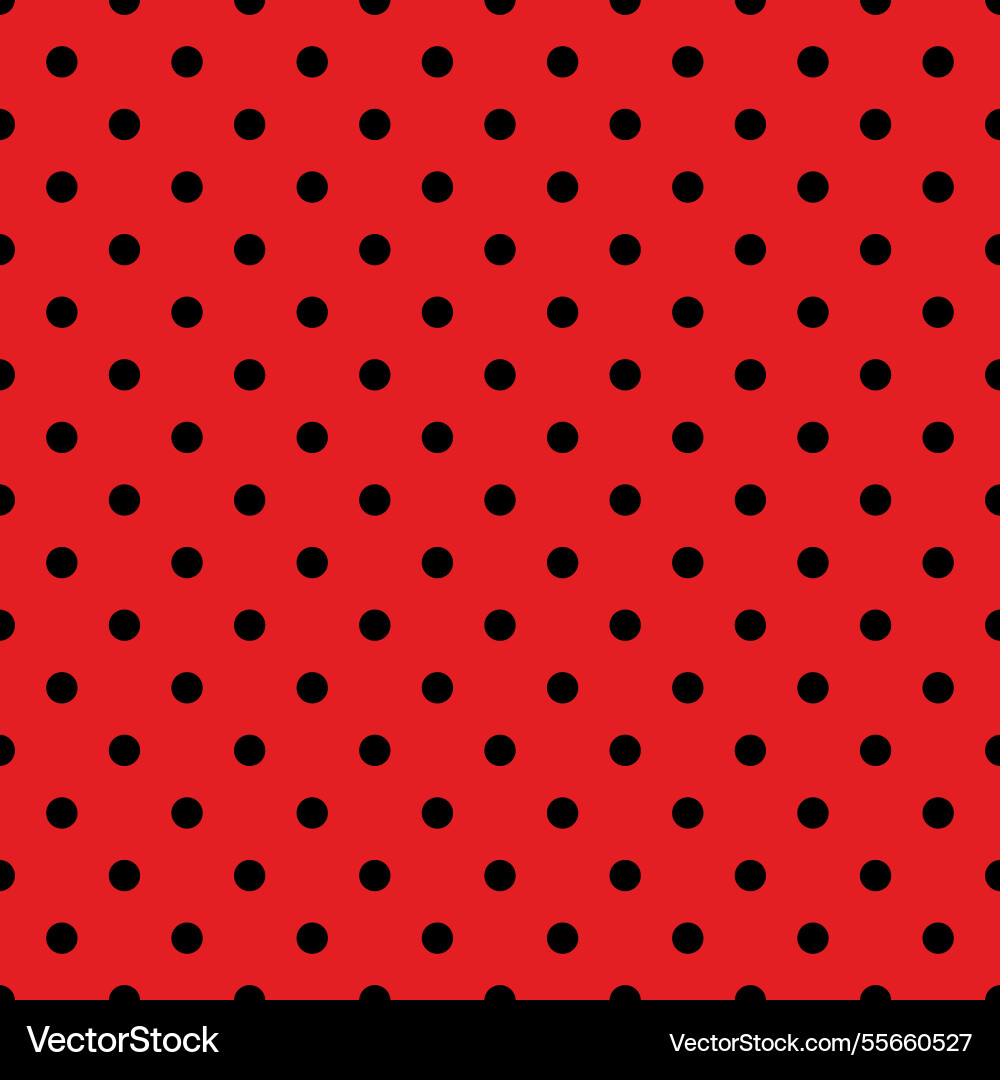 Tile pattern with black polka dots on red Vector Image