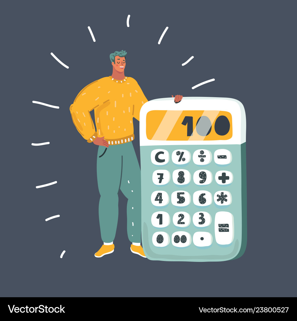 Tiny Man with Large Calculator Vector Image