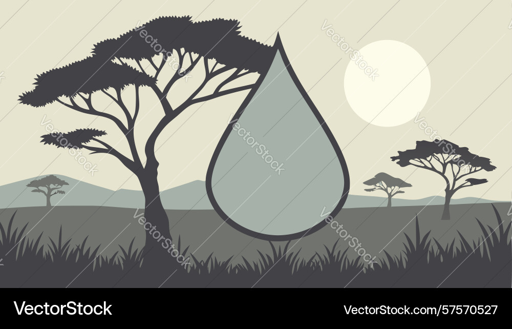 Tree with water drop reflection art design vector image