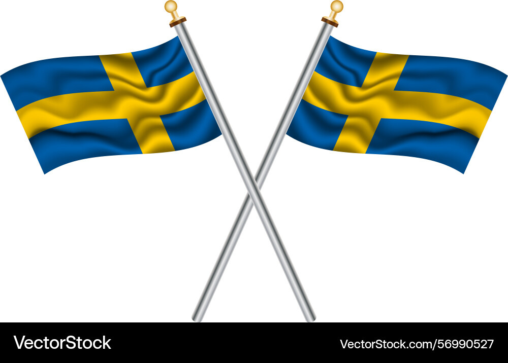 Two crossed national flags of sweden Two crossed national flags of sweden Vector Image