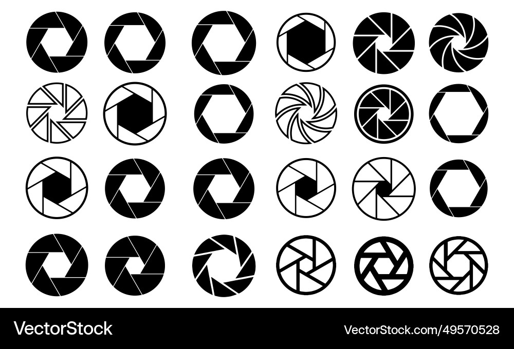 Camera shutter icon shape collection Camera shutter icon shape collection Vector Image