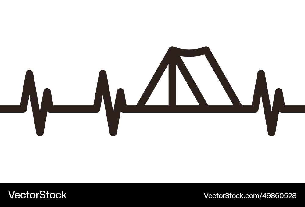 Camping Tent Heartbeat Vector Image