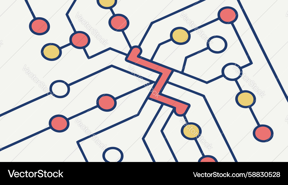 Central node circuit board network design Vector Image