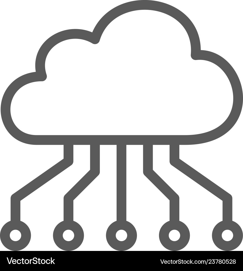 Cloud with closed contacts blockchain line icon Cloud with closed contacts blockchain line icon vector image