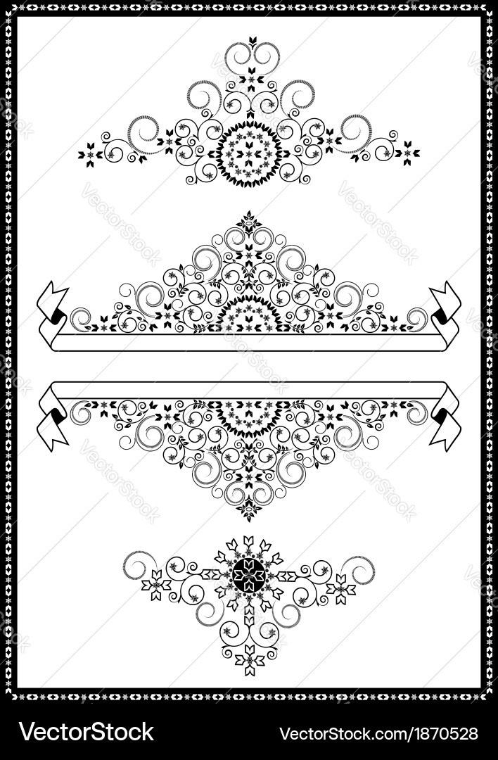 Collection ornaments and banners Vector Image