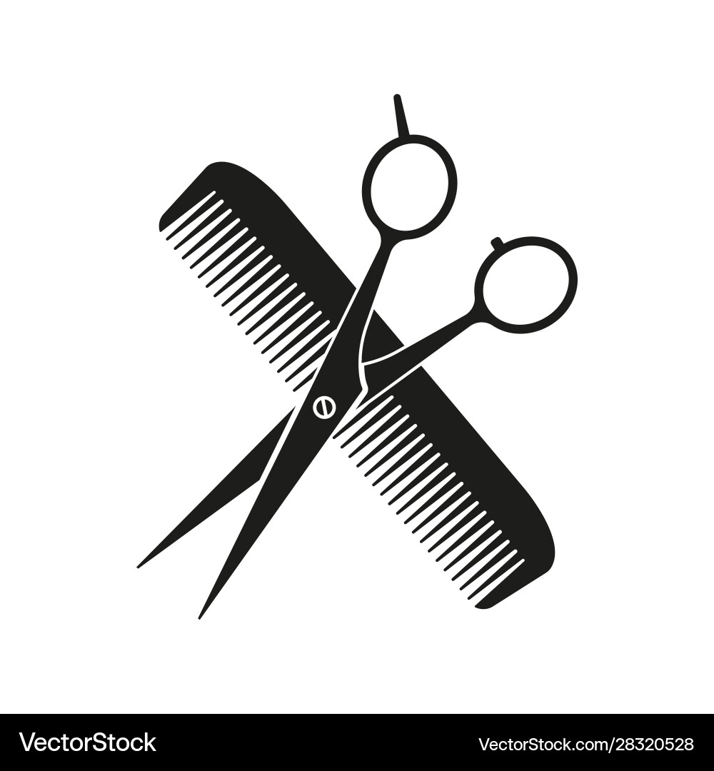 Comb and scissors crossed Comb and scissors crossed vector image