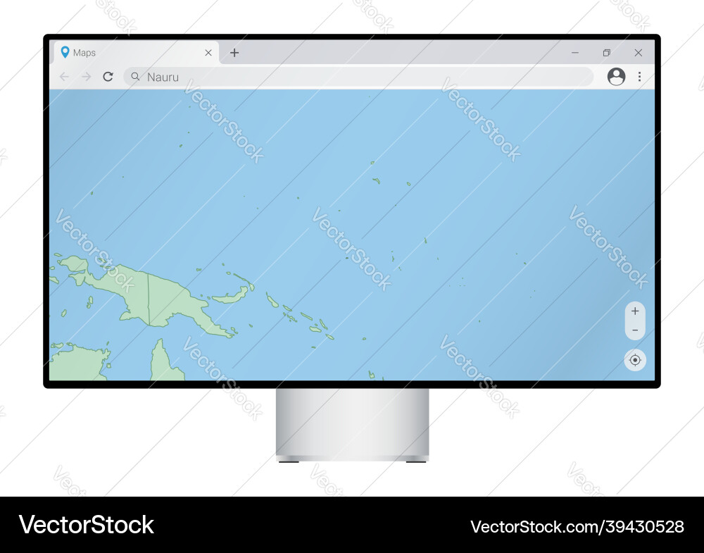 Computer monitor with map of nauru in browser Vector Image