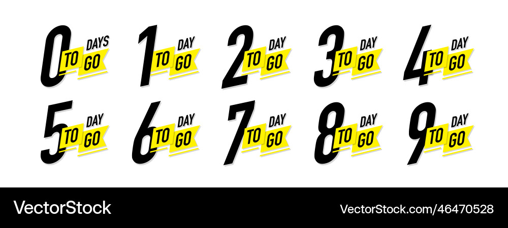 Days to go timer label set color style vector image