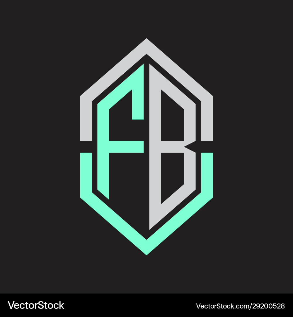Fb logo monogram with hexagon shape and outline Vector Image