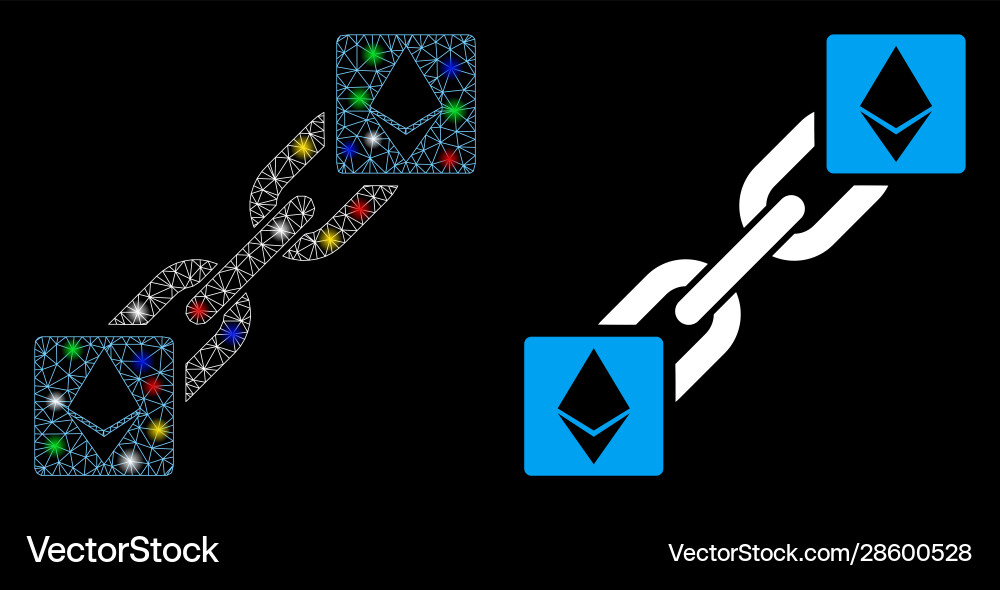 Flare mesh wire frame ethereum blockchain icon Vector Image