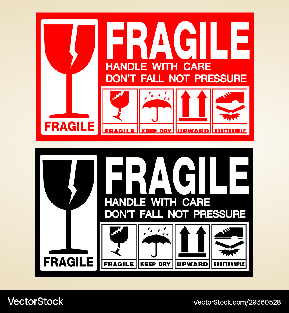 Fragile Handling Shipping Label vector image