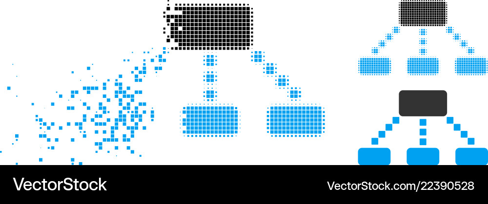 Fragmented pixel halftone hierarchy scheme icon Fragmented pixel halftone hierarchy scheme icon vector image