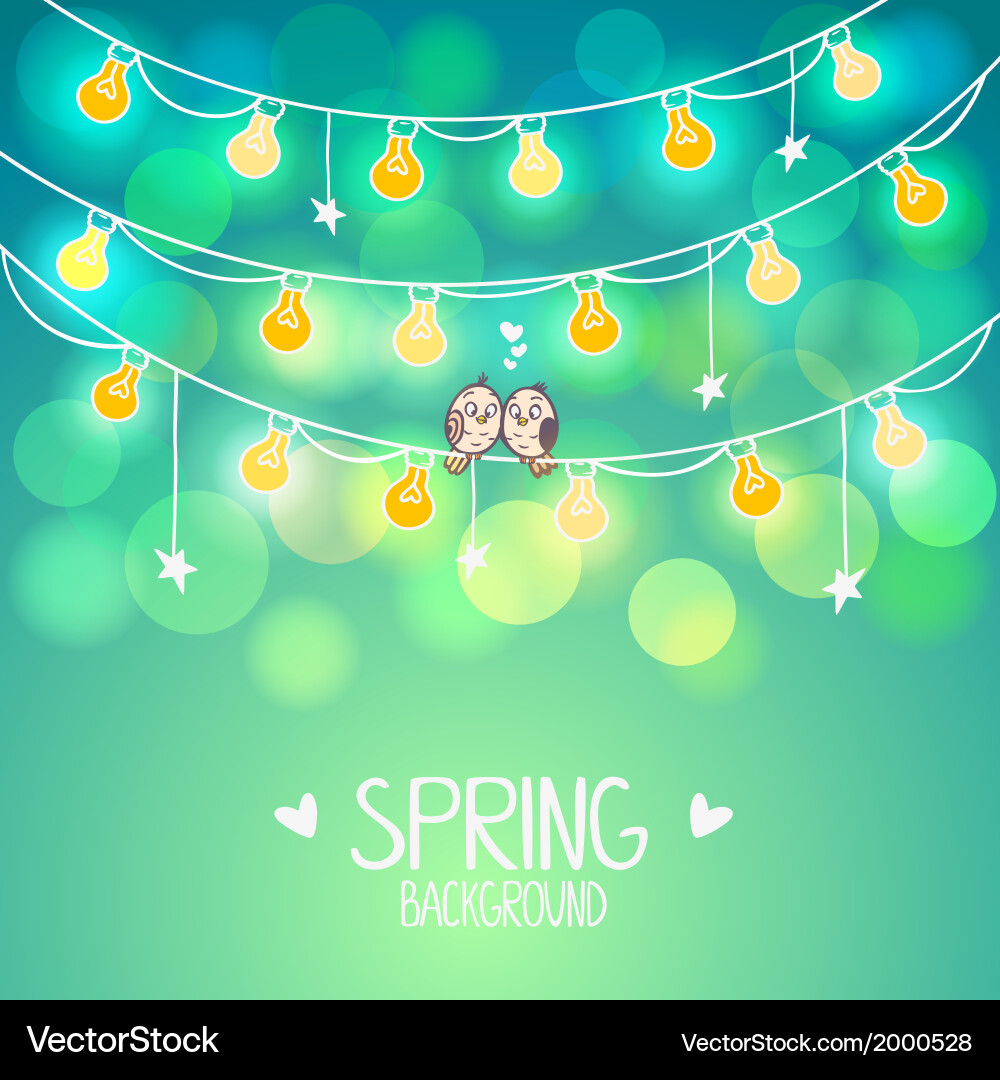 Light Bulb Background with Birds Vector Image