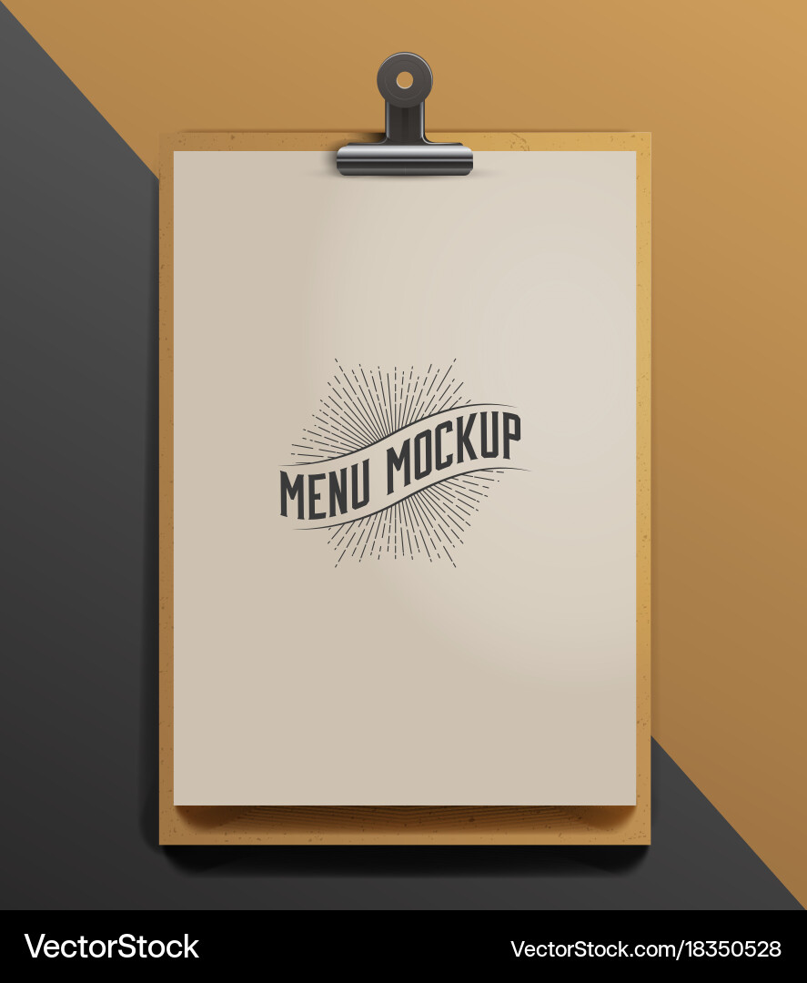 Menu Mockup - Realistic Style Vector Image
