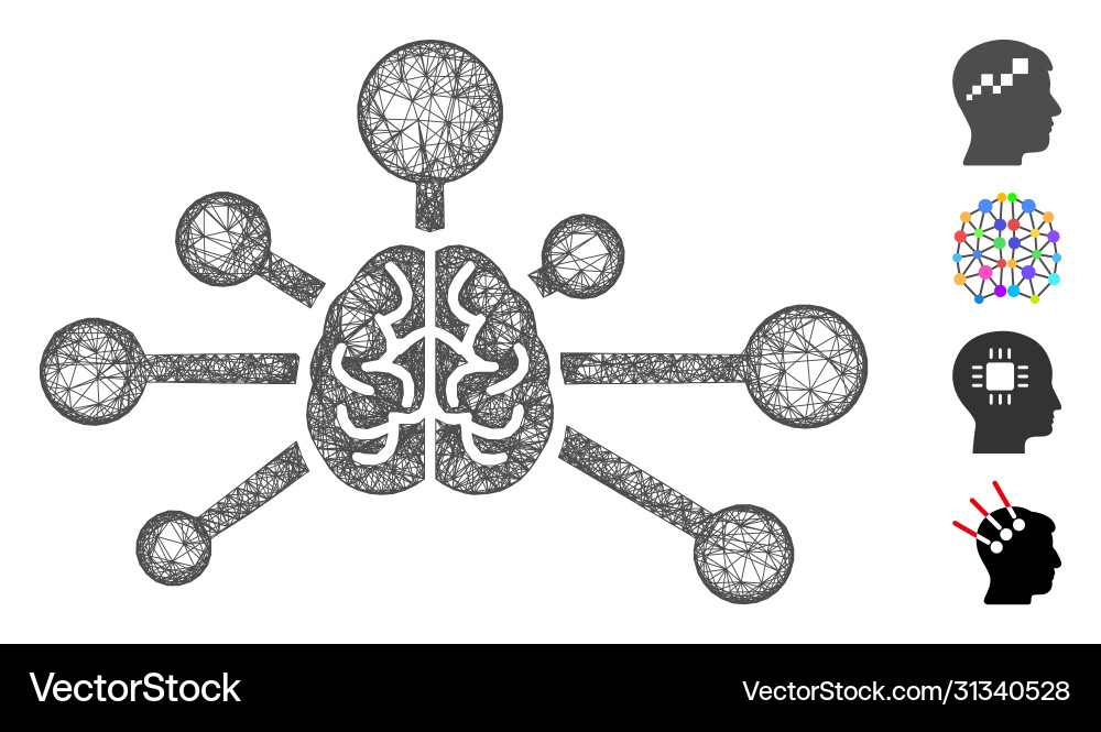 Mind control links web mesh Mind control links web mesh vector image