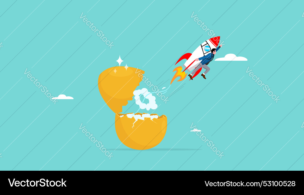 New business launch businessman flying New business launch businessman flying vector image