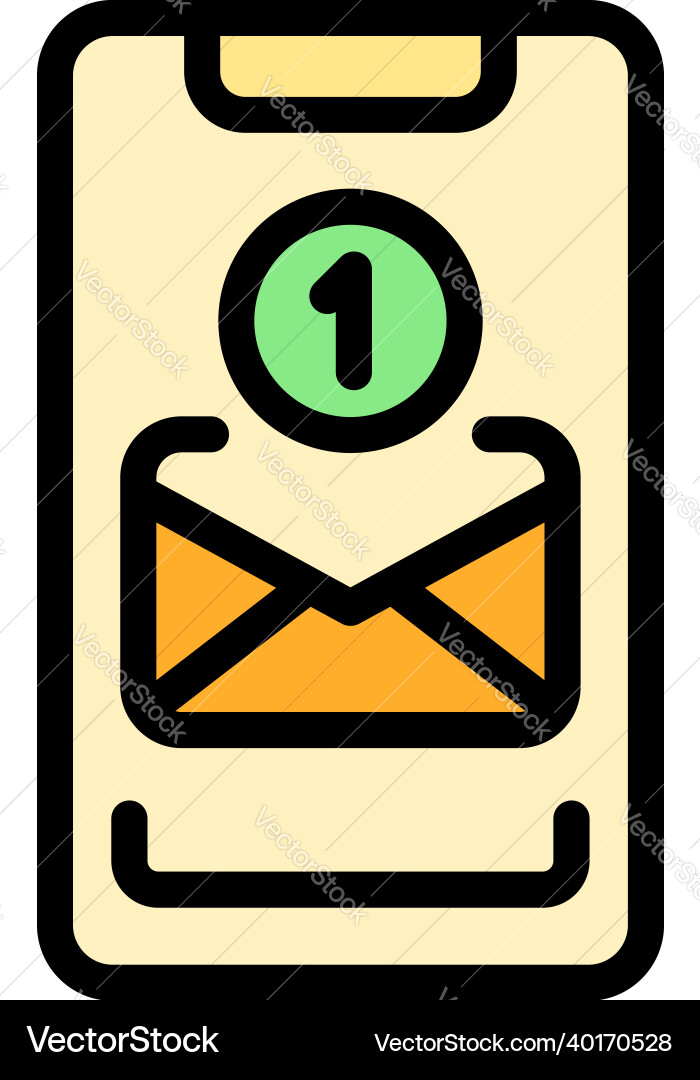 New mail inbox icon color outline New mail inbox icon color outline vector image
