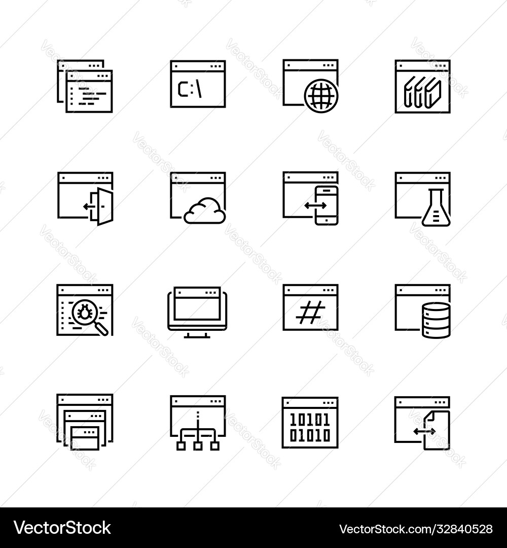 Programmieren von Codier-Anwendungen Symbol in Dünn Programmieren von Codier-Anwendungen Symbol in Dünn vektorbild