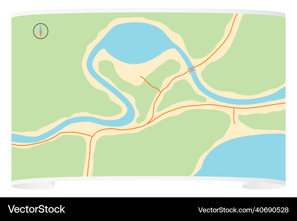Scroll of paper with a map the area Scroll of paper with a map the area vector image