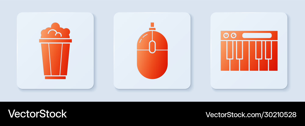 Set computer mouse popcorn in cardboard box Vector Image