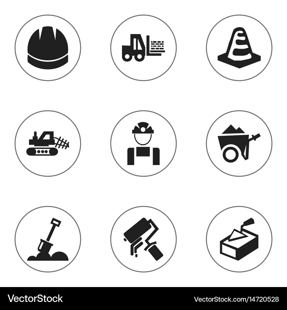 Set of 9 editable building icons includes symbols vector image