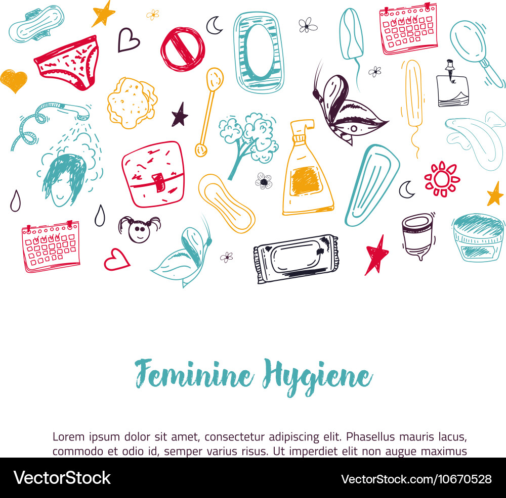 Sketch feminine hygiene banner design with tampon Vector Image
