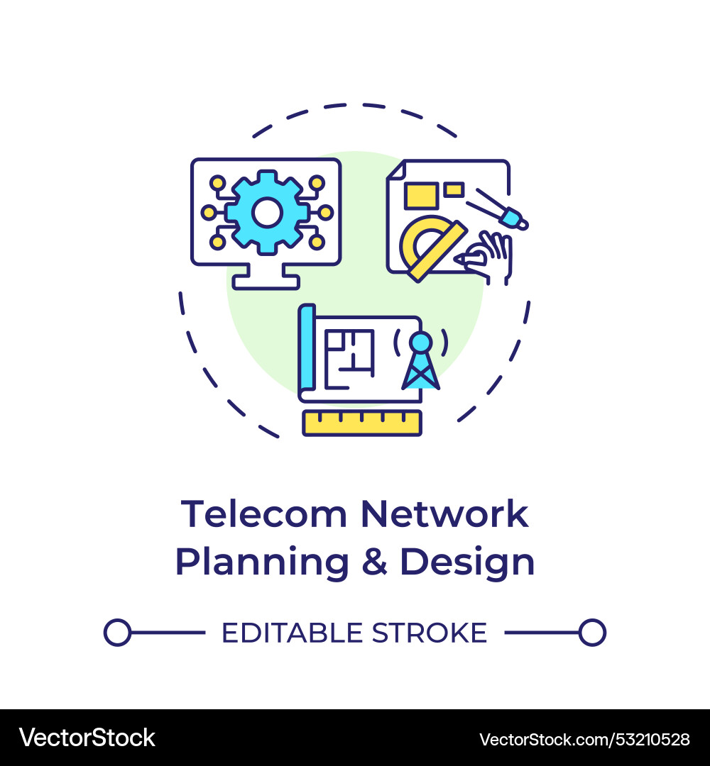 Telecom network planning and design multi color Telecom network planning and design multi color vector image