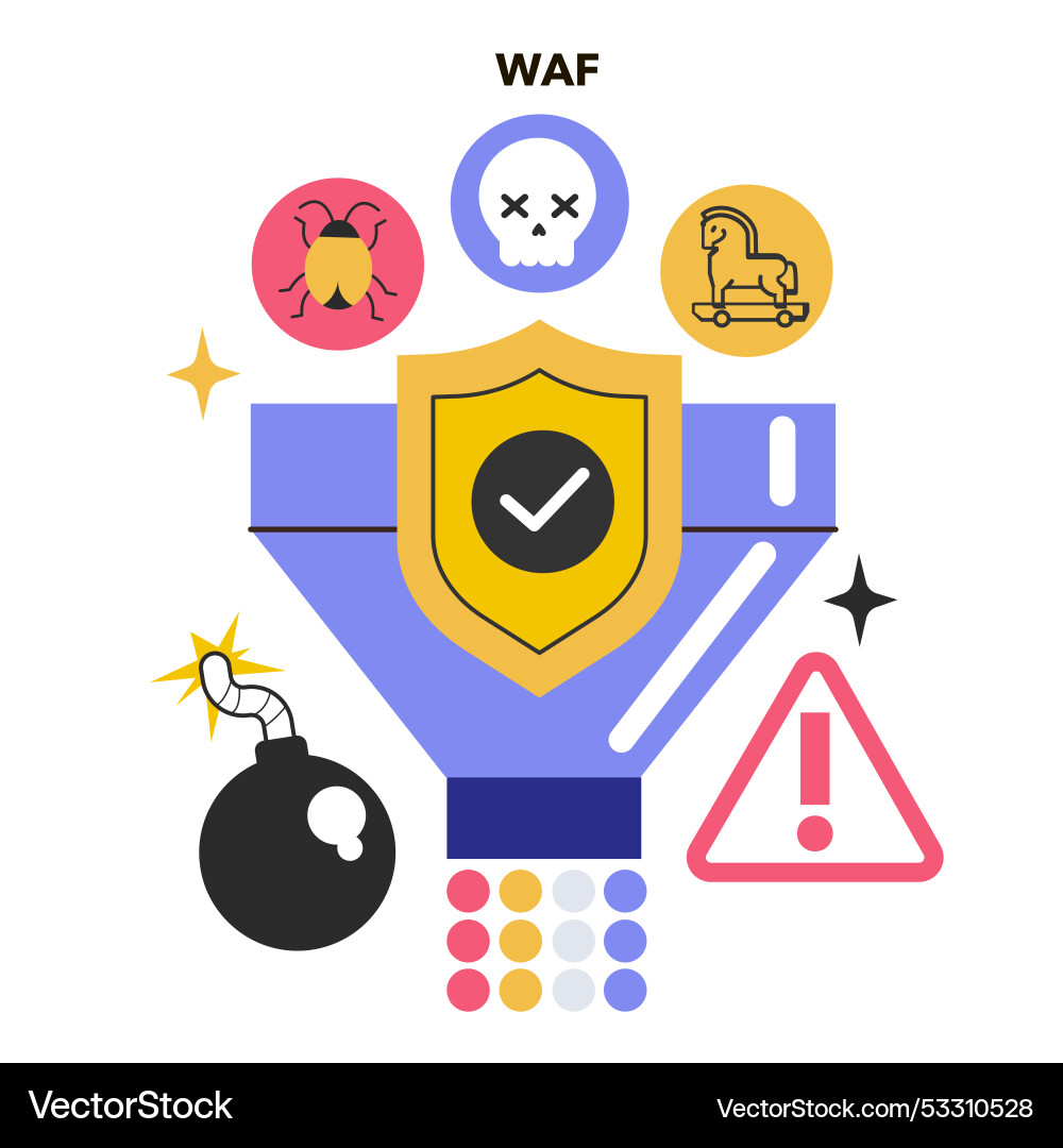 Waf web application firewall incoming Waf web application firewall incoming vector image
