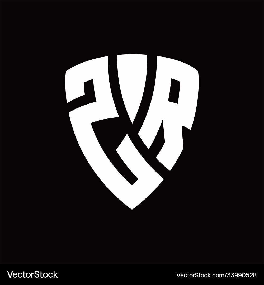 Zr logo monogram with shield elements shape Vector Image